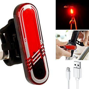 Ліхтар велосипедний задній з USB-зарядкою / Стоп сигнал на велосипед / Світлодіодна задня велофара-мигалка