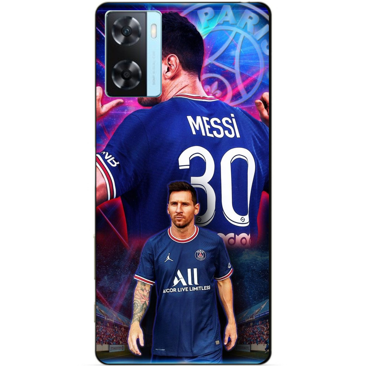 Силіконовий бампер чохол для Oppo A57s з малюнком Мессі ПСЖ