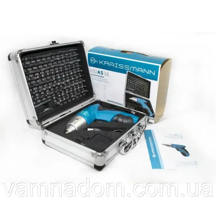 Акумуляторна викрутка KRAISSMANN 600 AS 3.6 (Кейс із набором насадок), фото 1