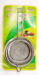 Сито металевий набір 3 шт. Обкладинка/діаметри 10 см 12 см 13,5 см