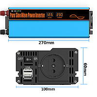 Автомобільний перетворювач FLAMEZUM Інвертор 12 В 230 В 1200 Вт / 2400 Вт Чистий синусоїдний сигнал