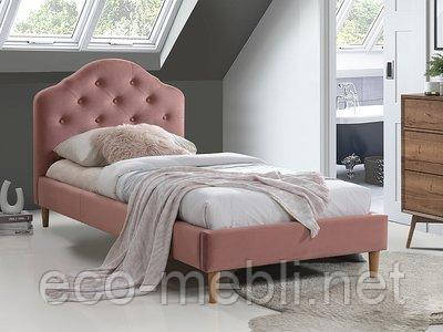 Ліжко односпальне Chloe velvet 90x200 рожевий Signal