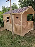 Детский деревянный игровой домик 1.6х2.3м (1,8х2,5м) (код 1009)