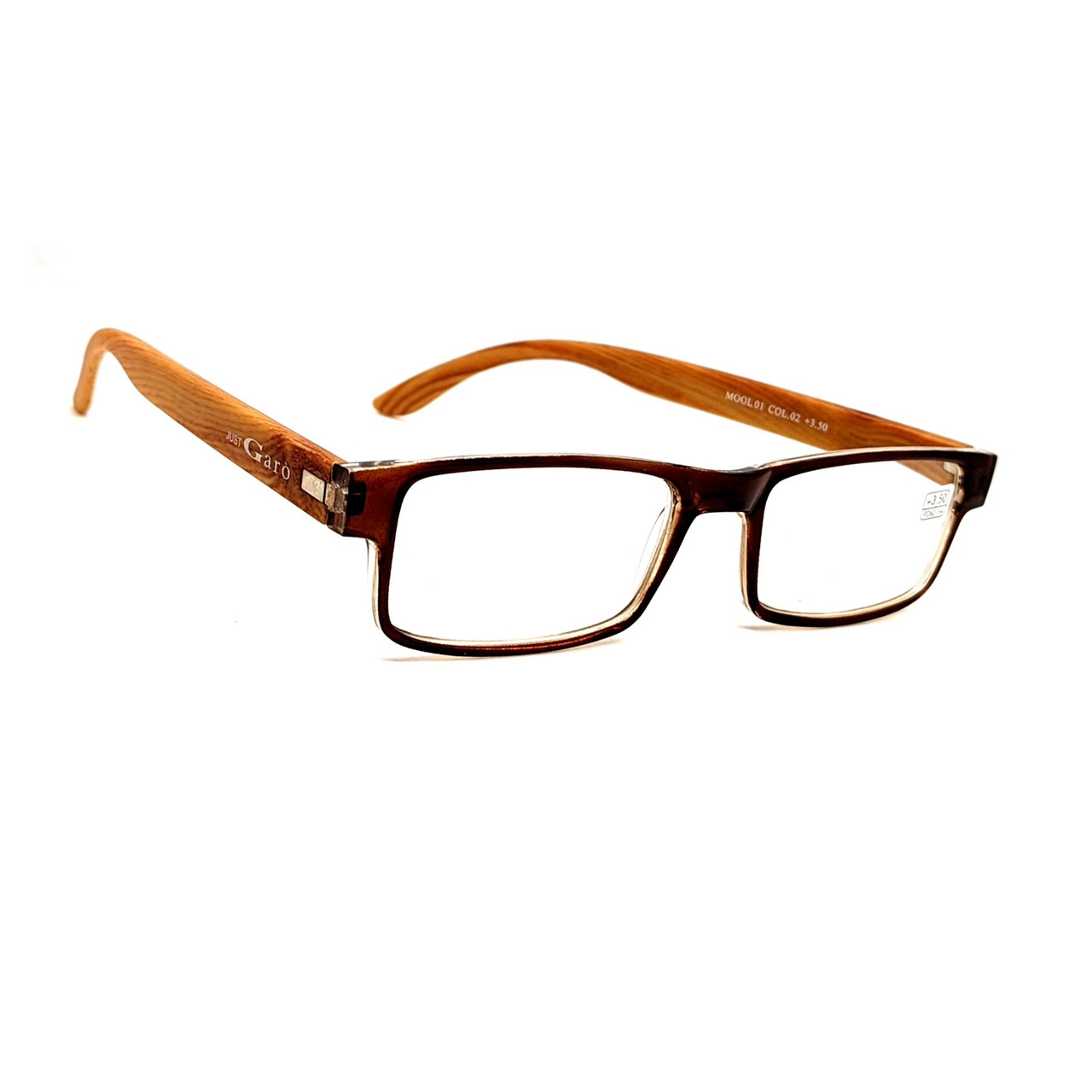 Універсальні дешеві окуляри з білою лінзою 1105 у коричневій оправі