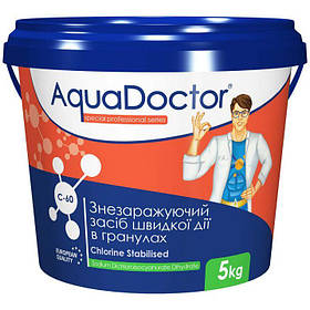 C-60 AquaDoctor швидкорозчинний хлор для басейну шок хлор Аквадоктор у гранулах, відро 5 кг