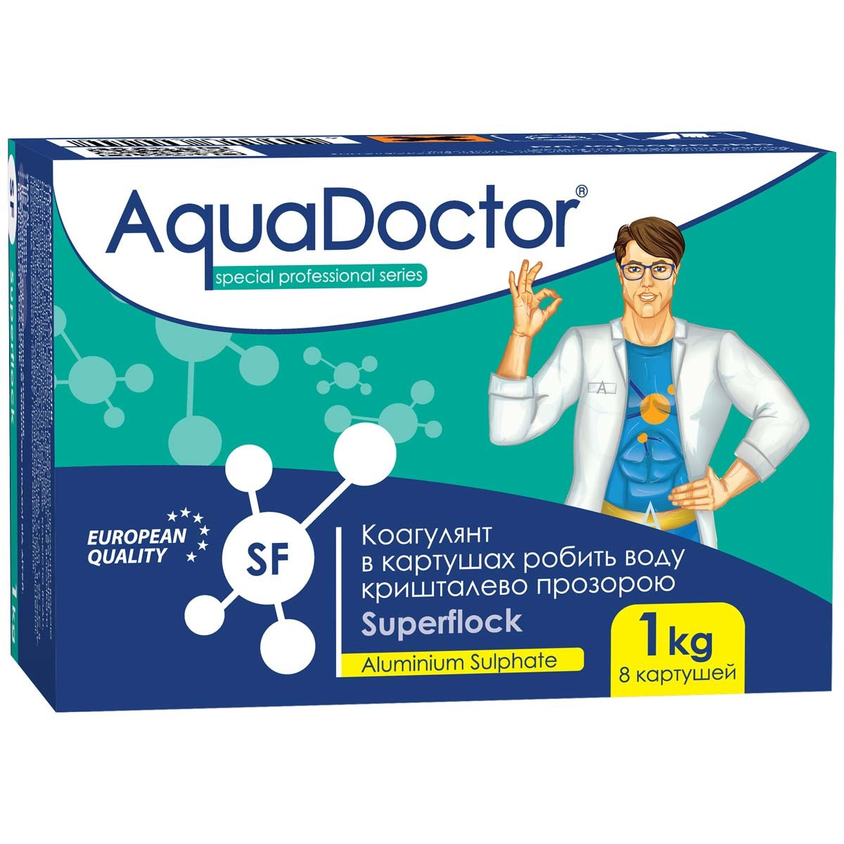 Superflock AquaDoctor коагулювальний засіб для басейну в мапушах Аквадоктор від каламутності води, 1 кг