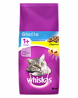 Корм для взрослых котов Whiskas Sterile с курицей 14 кг