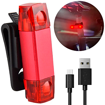 Стоп сигнал задній на велосипед з USB-зарядкою / Задня вело фара акумуляторна / Велоліхтар
