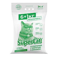 Наповнювач для котячого туалету деревний з ароматизатором SuperCat Зелений 7 кг (6+1)