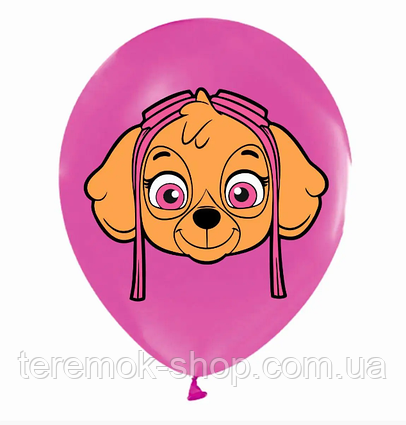 Повітряна куля рожева Скай, кульки латексні з малюнком Щенячий патруль Кремез 30 см 12" Balonevi поштучно