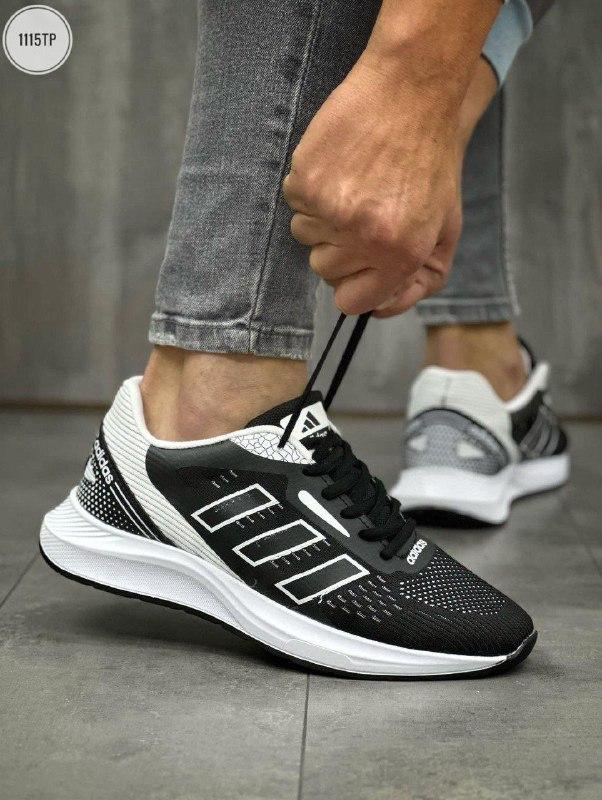 Купить Черно - белые мужские кроссовки Adidas, спортивные кроссовки ...