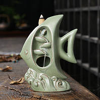 Подставка Жидкий дым керамика Рыбка Салатовая