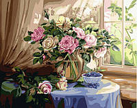 Картина по номерам Натюрморт с розами и черникой (BK-GX3701) 40 х 50 см Raskraski [Без коробки]