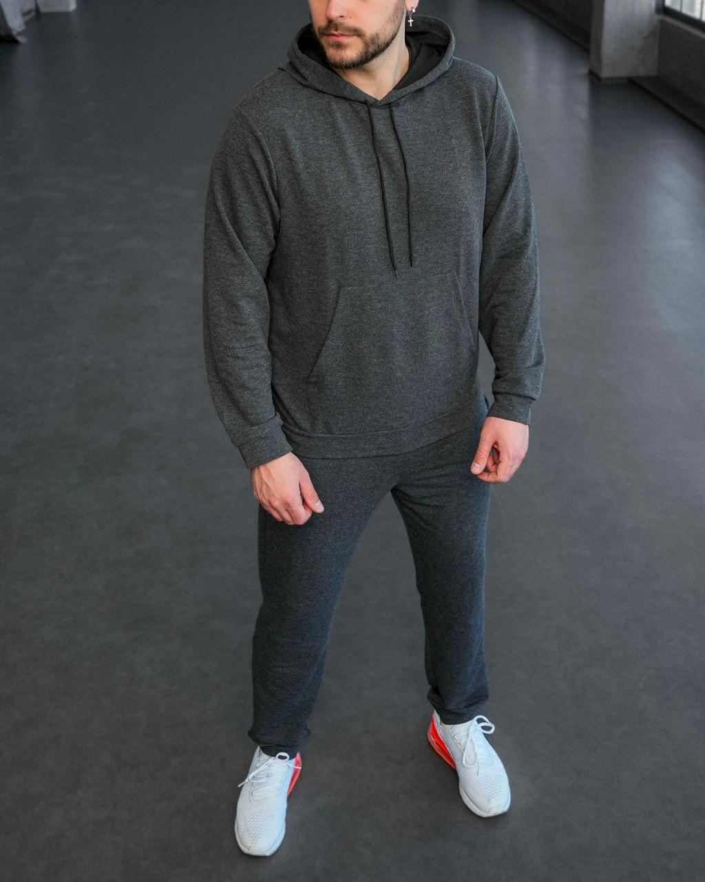 Спортивний костюм чоловічий весна-осінь однотонний худі та штани, чоловічі спортивні костюми повсякденні