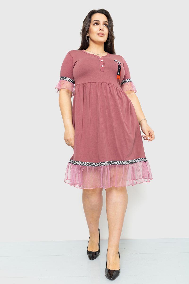 Плаття вільного крою, колір світло-сливовий, 231R6444 5XL, 5XL, 58, фото 1