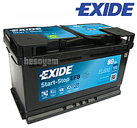 Аккумулятор 80Ач 720A 12В EXIDE Start-Stop (R+) EFB Exide EL800 6СТ-80