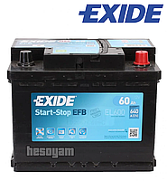 Аккумулятор 60Ач 640А 12В EXIDE Start-Stop (R+) EFB Exide EL600 6СТ-60