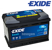 Аккумулятор 74Ач 680А 12В EXIDE Excell (L+) SLA Exide EB741 6СТ-74
