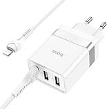 Мережевий зарядний пристрій HOCO N21 Pro Tourer PD30W+QC3.0 set with cable Lightning to Type-C white, фото 2