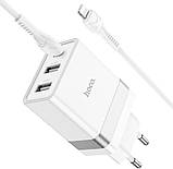 Мережевий зарядний пристрій HOCO N21 Pro Tourer PD30W+QC3.0 set with cable Lightning to Type-C white, фото 4