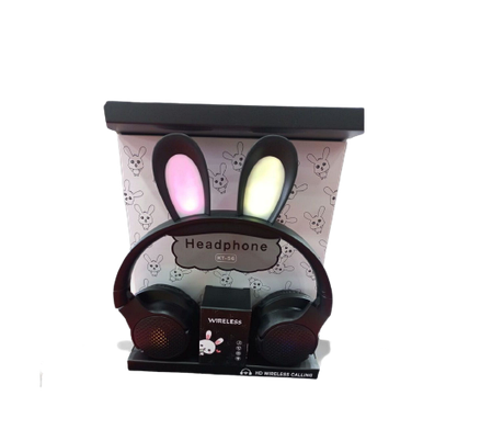 Бездротові навушники з вушками зайчика та LED-підсвіткою KT-56 в асортименті, фото 2