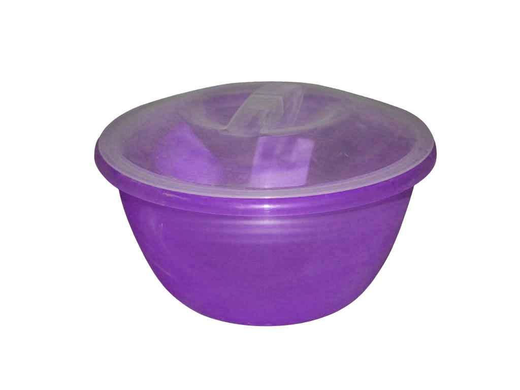 Миска пластиковая 2,0л с крышкой прозрачная из мерн. шкалой сиреневая ...