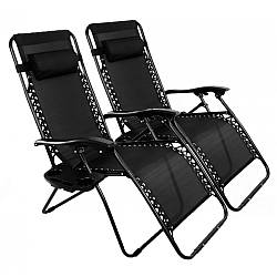 Розкладне садове крісло лежак шезлонг комплект 2 штуки Bonro СПА-167A чорний колір
