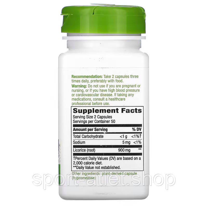 Натуральна добавка Nature's Way Licorice Root, 100 вегакапсул