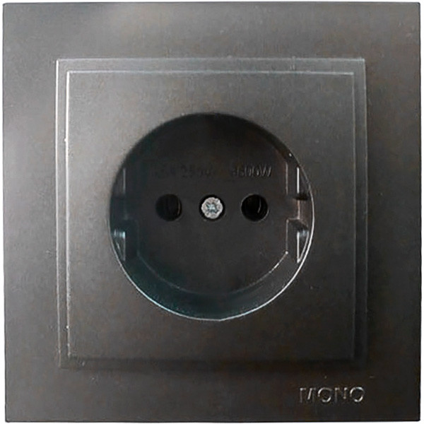 Розетка одинарная без заземления графит 16 А 85x85 мм (ID#1822817526 ...
