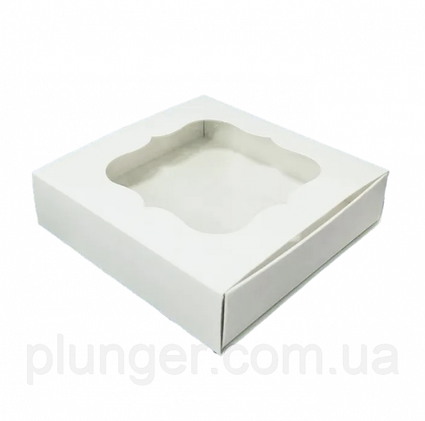 Коробка для печива, пряників, з вікном, 12 см х 12 см х 3 см, крейдований картон, фото 1