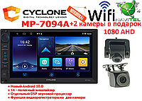 АВТОМАГНИТОЛА CYCLONE MP-7094A+GSM 4G+2 КАМЕРЫ 1080 AHD(2G 32G GPS Blut WiFi Android-10 2-DIN 1024х600)Акция