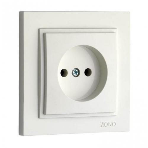 Розетка одинарна без заземлення білий 16 А 85x85 мм