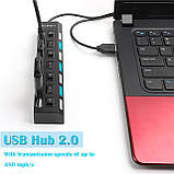 Без упакування 7-портовый USB-концентратор USB 2.0 Hub Передача данных, фото 3