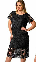 Платье нарядное женское черное с кружевом. Размер 48 50 52 54.