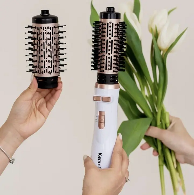 Фен-щетка для волос KM-8020 с насадками, 1000Вт / Фен-браш с