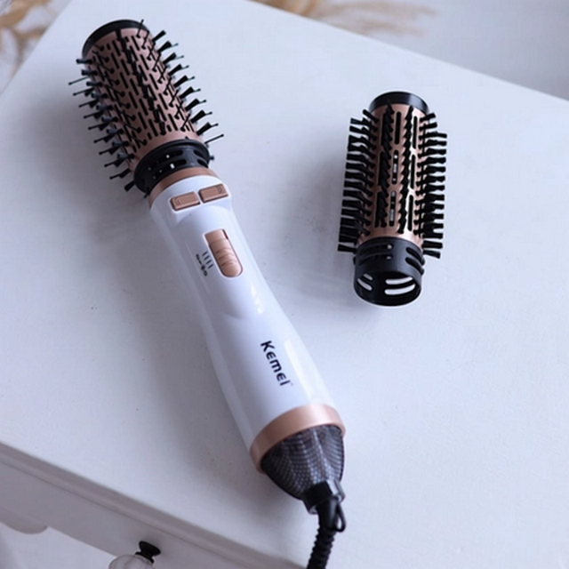 Фен-щетка для волос KM-8020 с насадками, 1000Вт / Фен-браш с