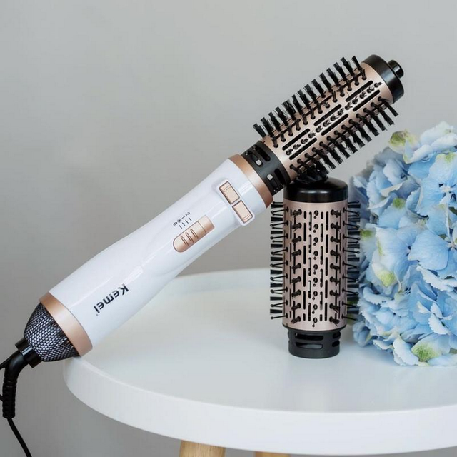 Фен-щетка для волос KM-8020 с насадками, 1000Вт / Фен-браш с