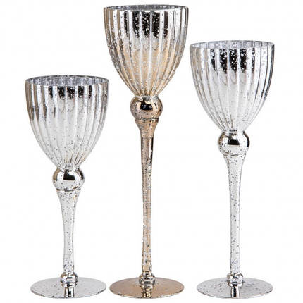 Набір із 3 свічників "Сяйво" позолочене срібло, 20 см, 25 см, 30 см., (2006-019), фото 1