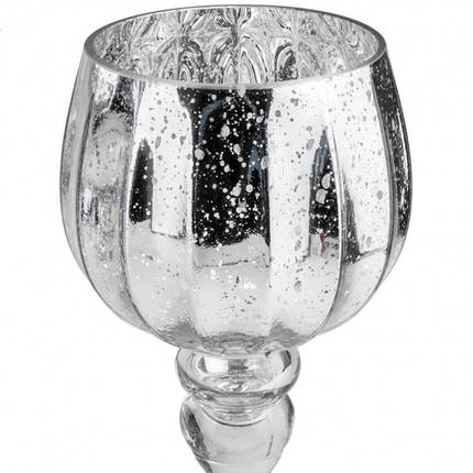 Набір із 3 свічників "Зморозь" дзеркальне срібло, 30см, 35см, 40см., (2006-021), фото 2