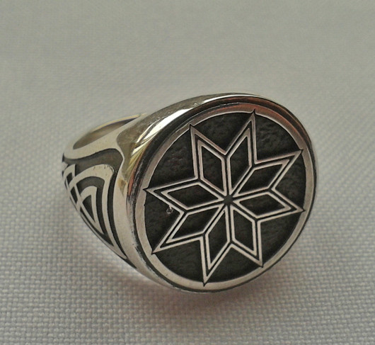 Перстень "Алатир" з чорнінням (без чорніння) срібло 925 проба