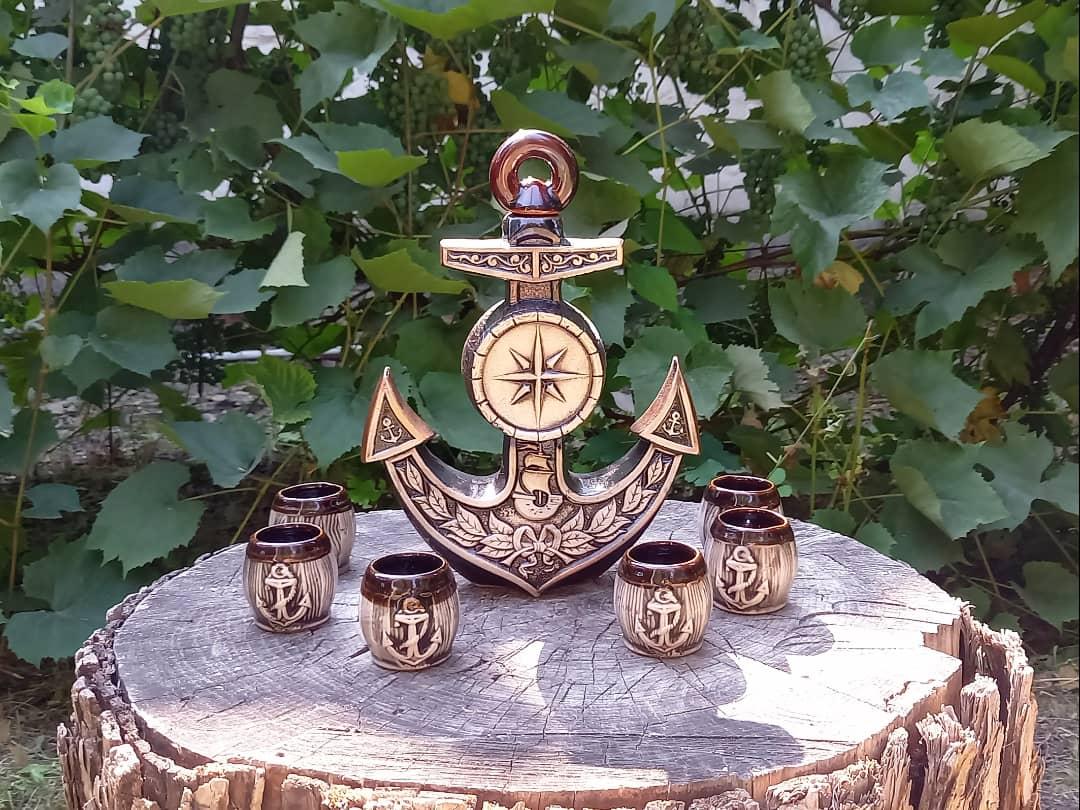 Набір для алкоголю Якорь 1 літр з чарочками - крутий та оригінальний подарунок для моряка