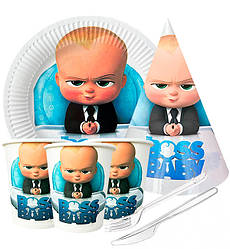 Набір паперового посуду "Baby Boss", (на 10 персон)