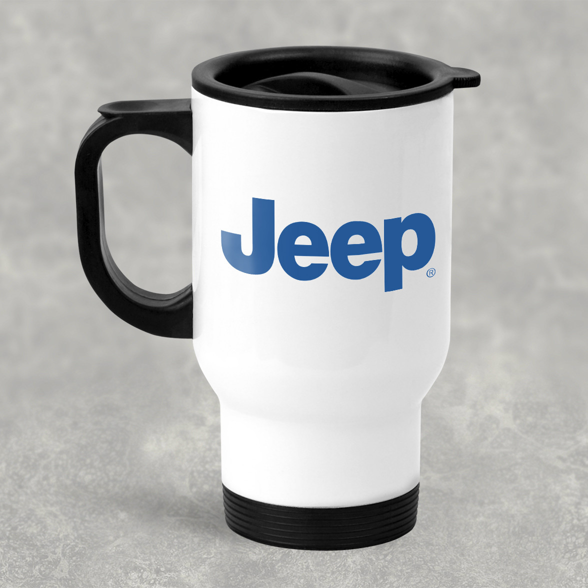 Автомобільна термокружка с маркой авто Jeep / Джип , металева 450 мл, біла