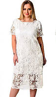 Модне літнє жіноче плаття біле з мереживом. Розміри 48.