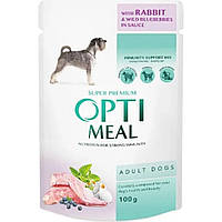 Optimeal (Оптимил) пауч Dog Adult Rabbit Wild Blueberries in sauce для собак кролик черника соус 100г*12шт.