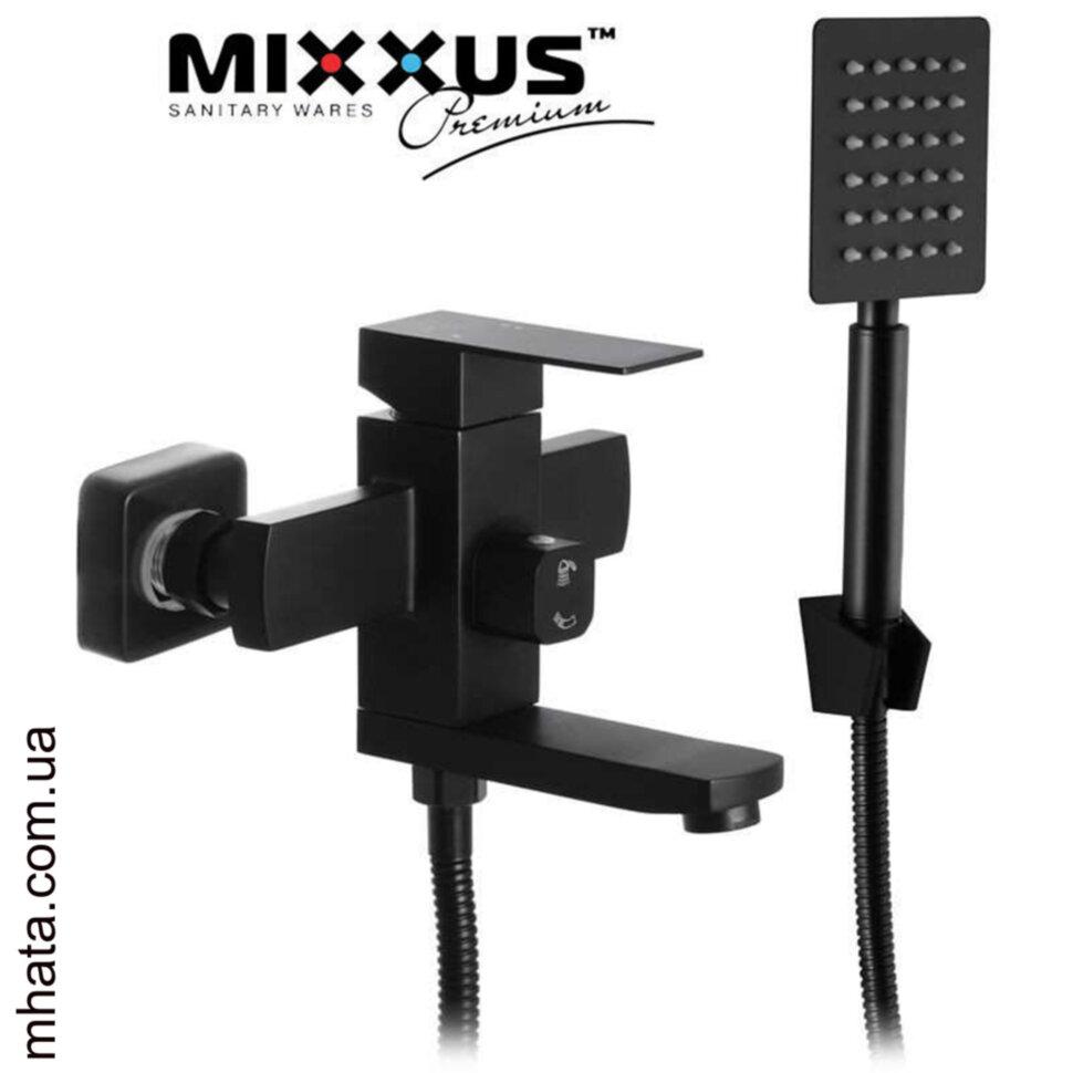 Змішувач для ванни короткий ніс MIXXUS KUB Euro Black з неірж. сталі (Chr-009), Польща