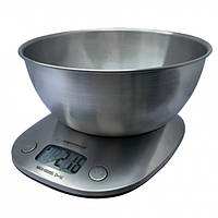 Ваги кухонні з чашею металеві (чаша 2 л, до 5 кг, дисплей, вага, об'єм рідини) Esperanza EKS008