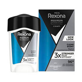 Кремовий чоловічий антиперспірант Rexona Maximum Protection Clean Scent захист 96 годин від потовиділення