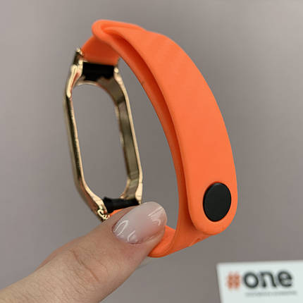 Ремінець для Xiaomi Mi Band 7 карбоновий ремінець на смарт годинник сяомі мі бенд 7 помаранчевий u4v, фото 3