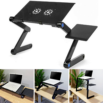 Столик для ноутбука T8, без охолодження / Багатофункціональний розкладний стіл-трансформер / Складна підставка